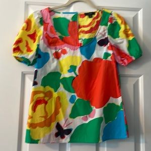 J. Crew print puff sleeve blouse size 00